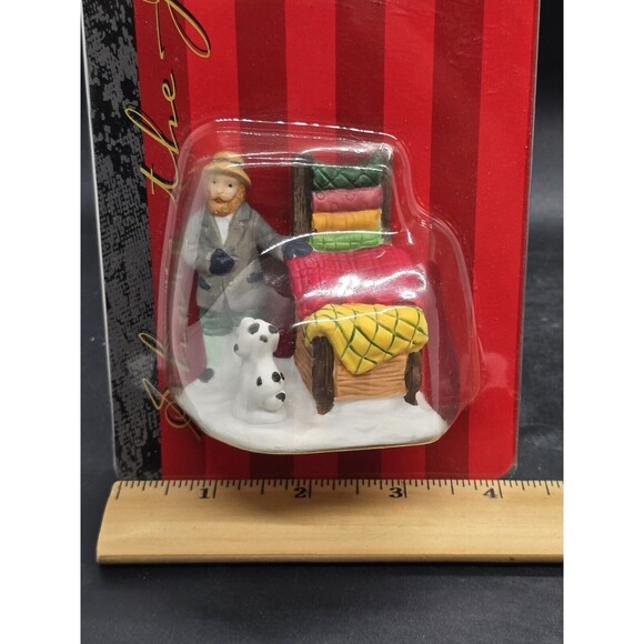 Vtg Caldor Share the Joy Village Accessorie Blanket Salesman With Spotted Dog 3" - Picture 3 of 7